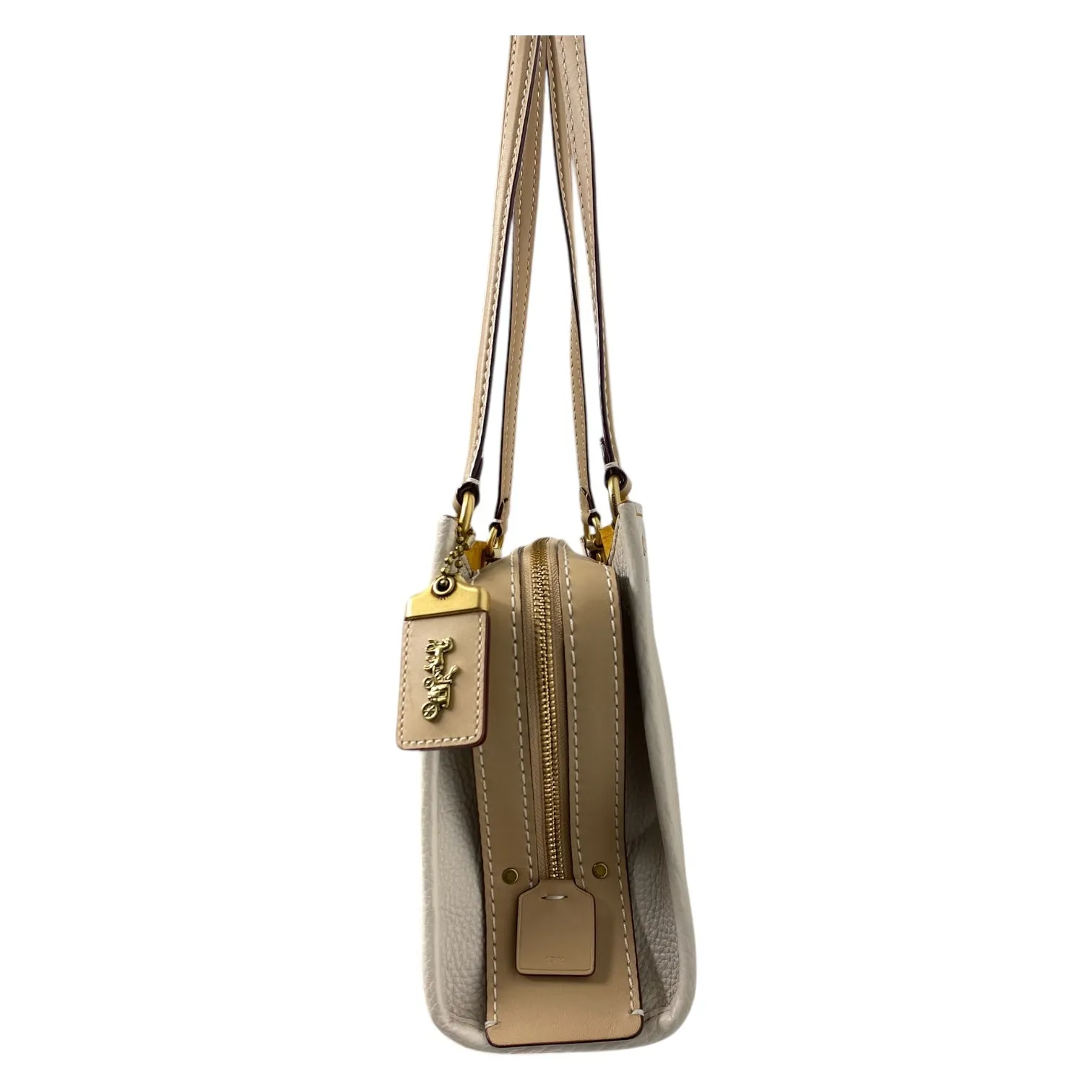 Coach Bags Handbag Designer By Coach In Tan & White, Size:Medium