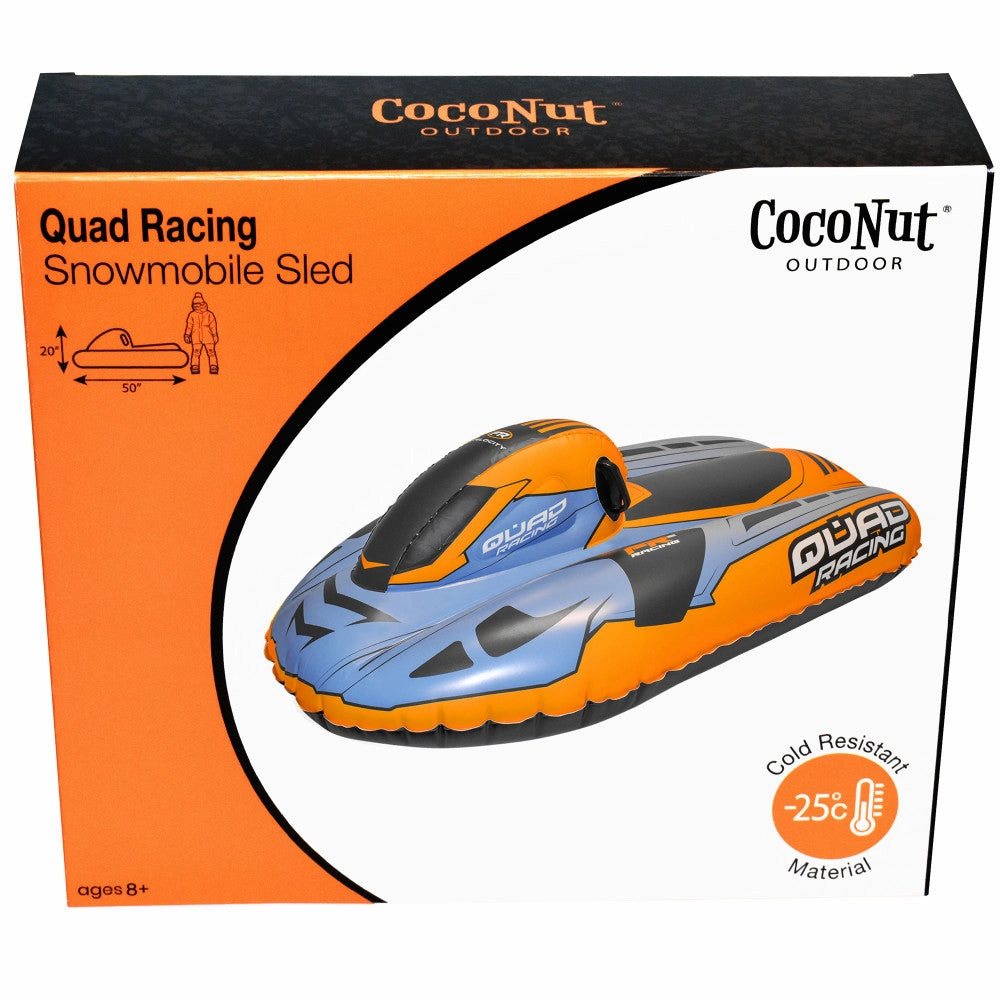 CocoNut Outdoor 50-Inch Inflatable Quad Racing Snowmobile Sled - Orange & Blue