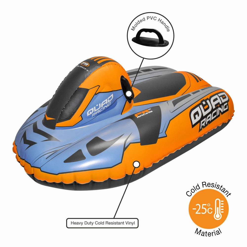 CocoNut Outdoor 50-Inch Inflatable Quad Racing Snowmobile Sled - Orange & Blue