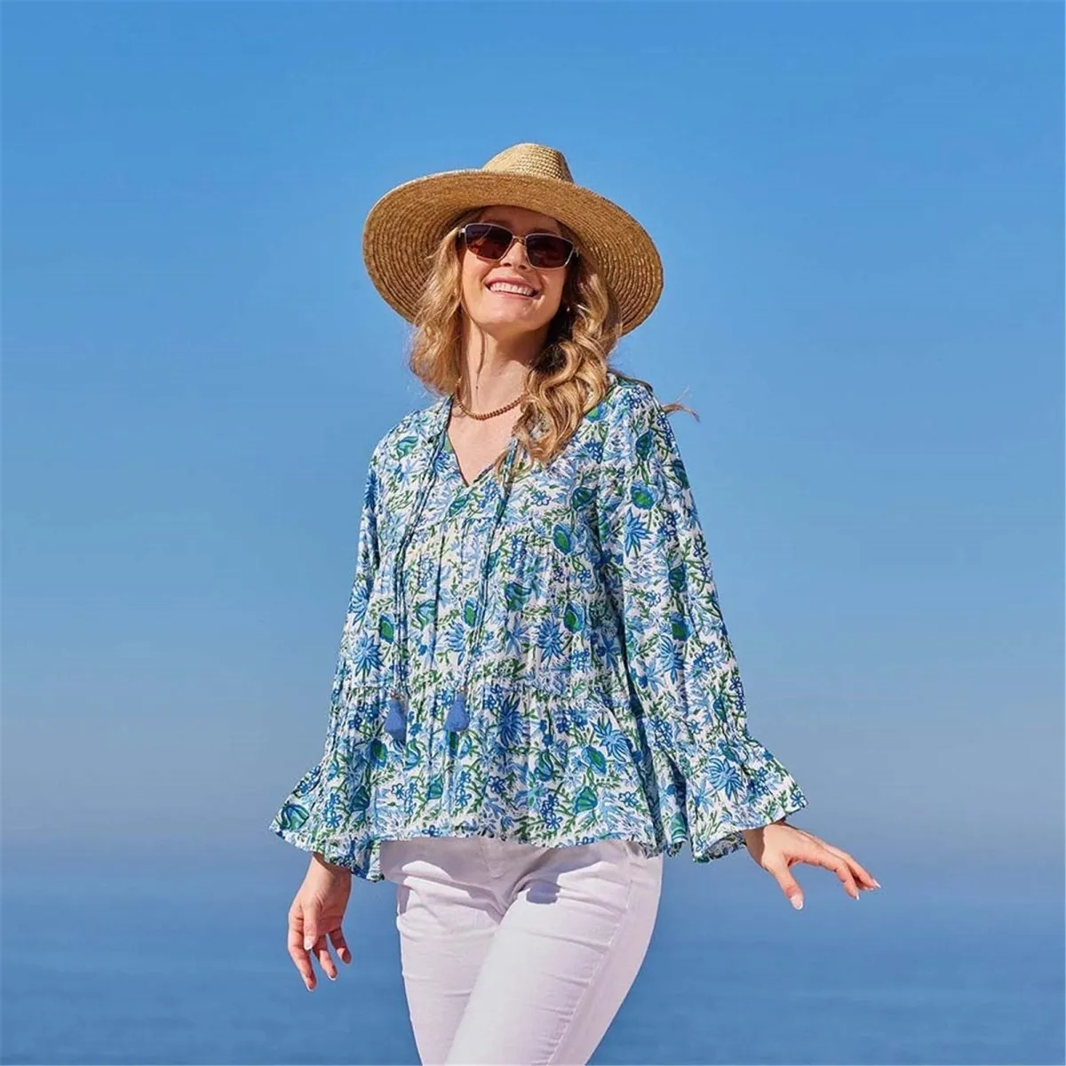 Cotton Blouse with Ruffle Sleeve Bundle
