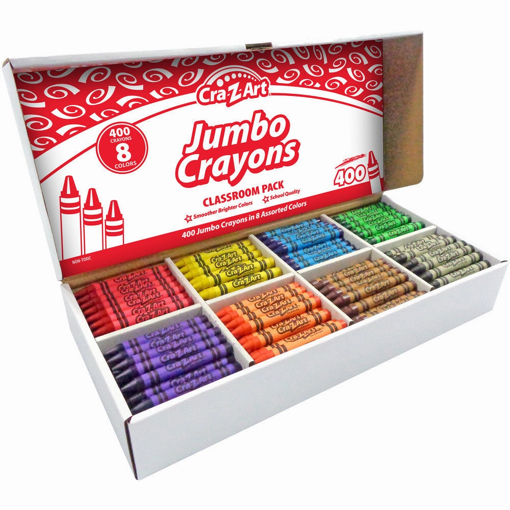 Cra-Z-Art Jumbo Crayons Classroom Pack - 400 Count, 8 Vibrant Colors