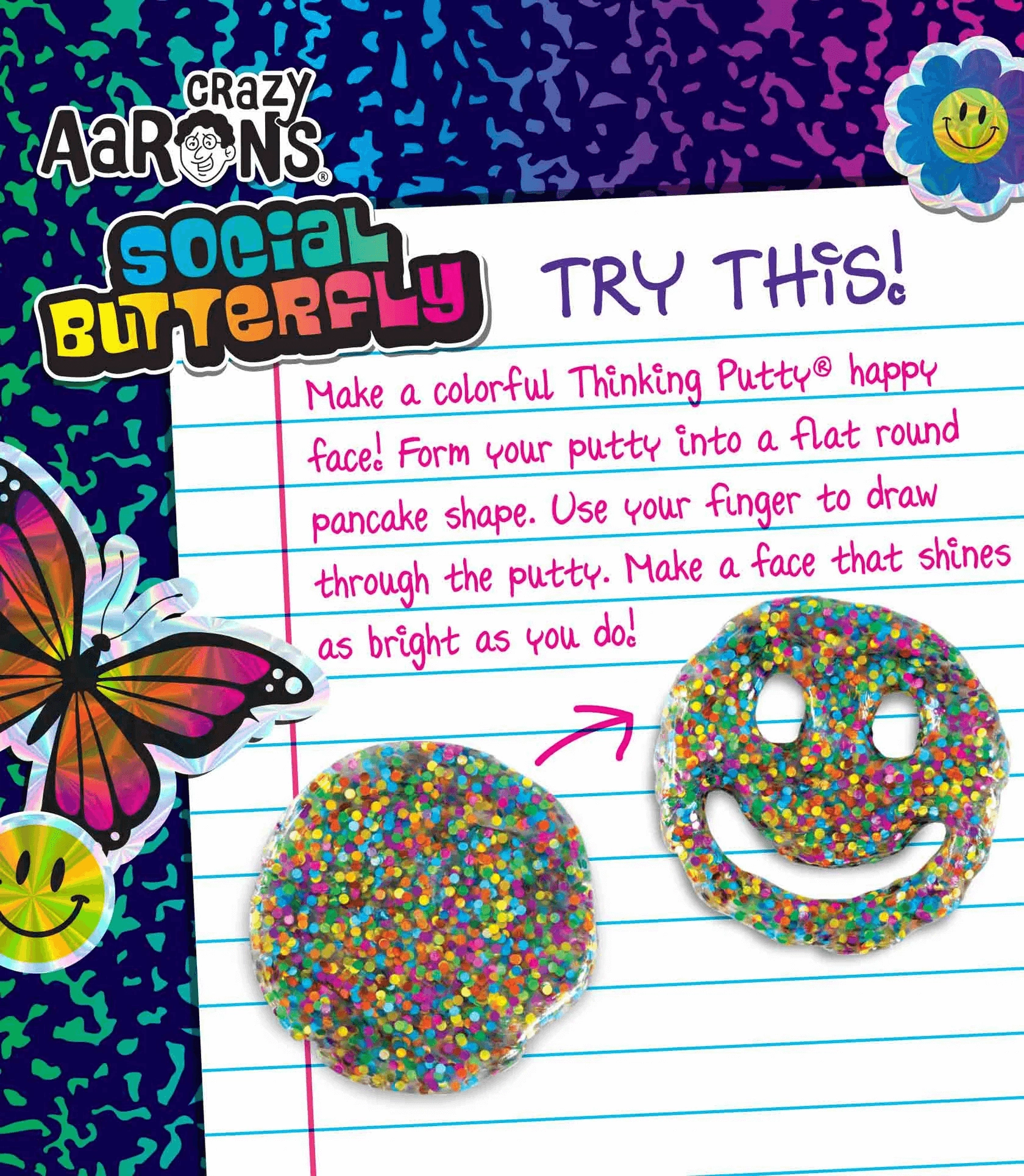Crazy Aaron's Trendsetters Social Butterfly Thinking Putty for Ages 3 