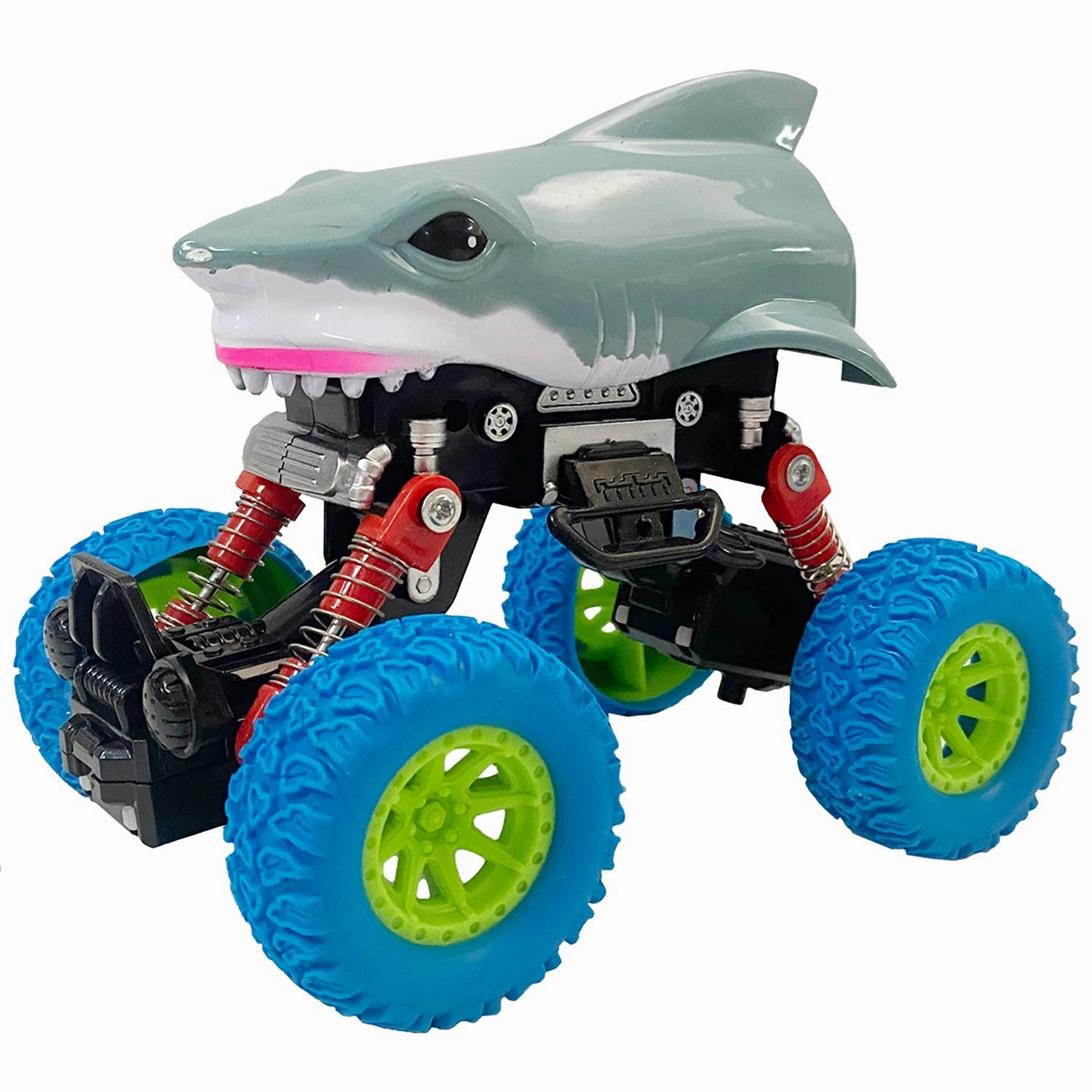 Crazy Truck Big Wheels Shark Truck - 4.5" Friction-Powered Stunt Vehicle for Kids 3 