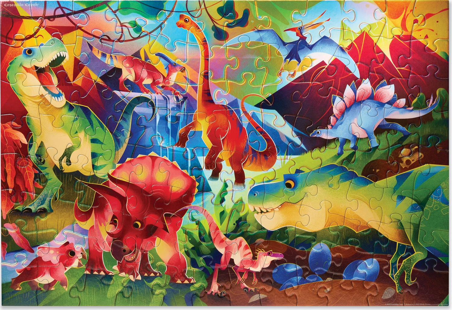 Crocodile Creek 100 Piece Holographic Puzzle Dinosaur World