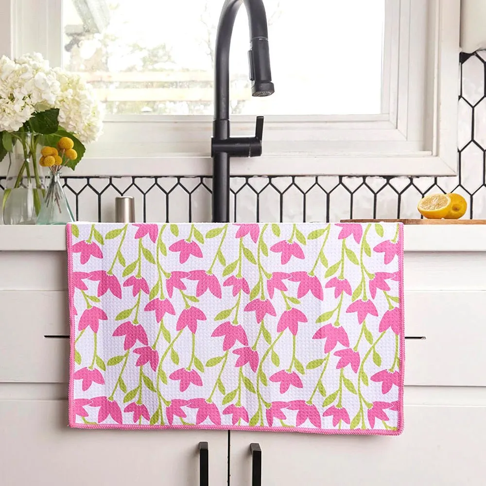 Crossandra blu Kitchen Tea Towel-Double-Sided Print
