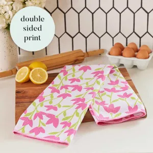 Crossandra blu Kitchen Tea Towel-Double-Sided Print