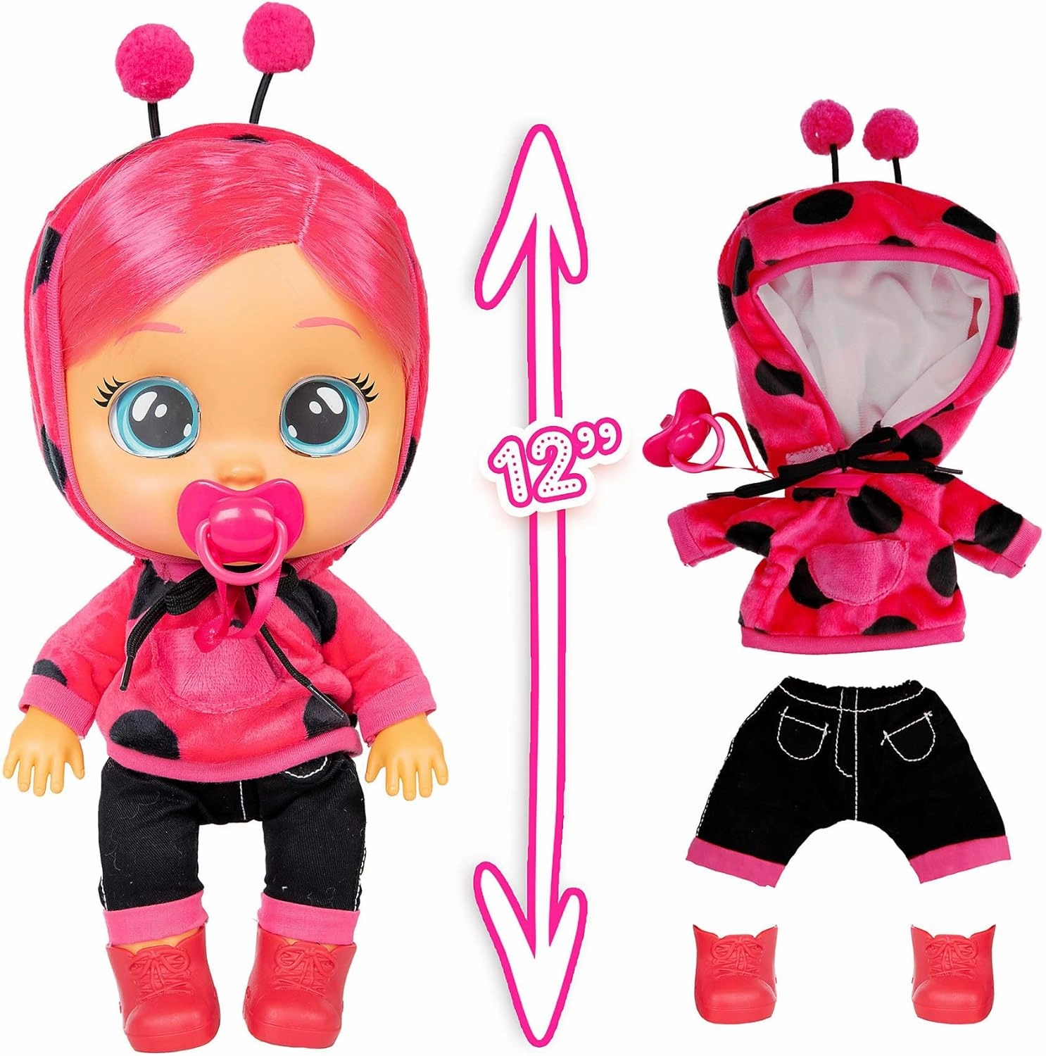 Cry Babies 12'' Dressy Lady Doll With Tears And Sounds Feature For Baby and Toddlers Ages 18 Months and Up
