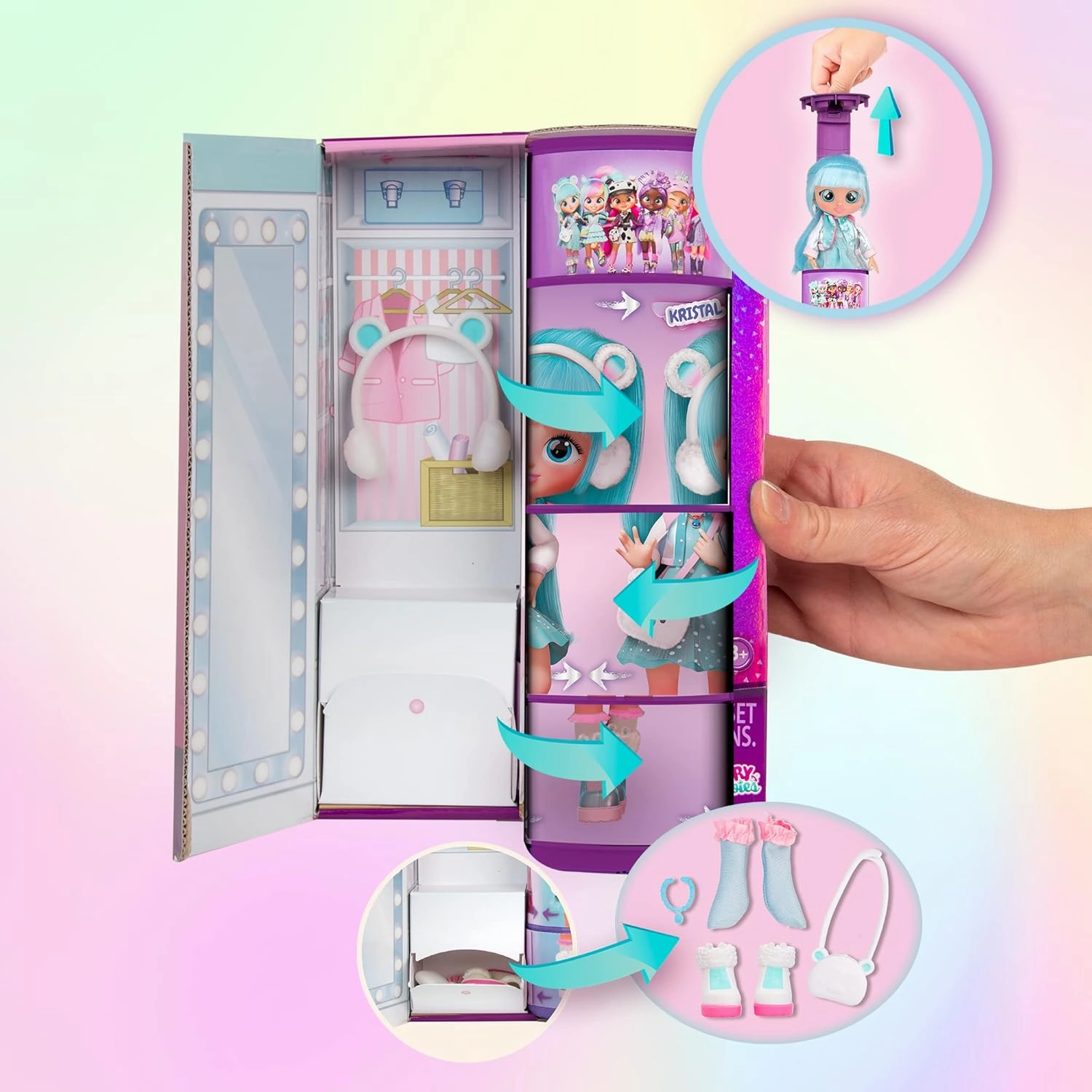 Cry Babies BFF Kristal Fashion Doll With Surprises Including Outfit and Accessories For Ages 3 And Up