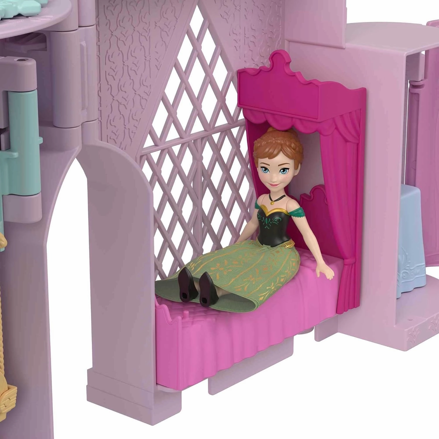 Disney Frozen Storytime Stackers Playset Anna's Castle in Arendelle Doll House with Small Doll, Olaf and 7 Accessories For Kids Ages 4 
