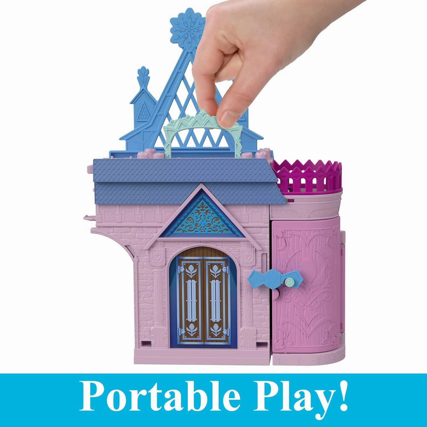 Disney Frozen Storytime Stackers Playset Anna's Castle in Arendelle Doll House with Small Doll, Olaf and 7 Accessories For Kids Ages 4 