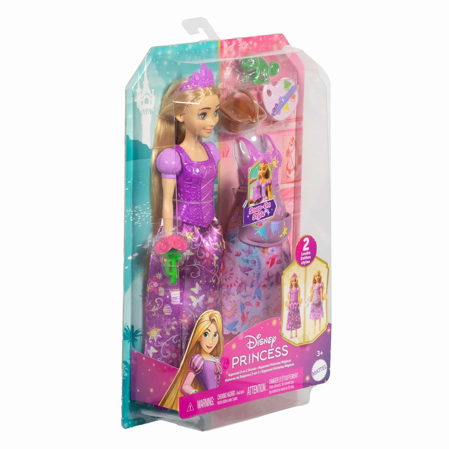 Disney Princess 2-In-1 Stories Rapunzel Fashion Doll With 2 Snap-On Bodices, 2 Skirts & 9 Accessories For Kids Ages 3 