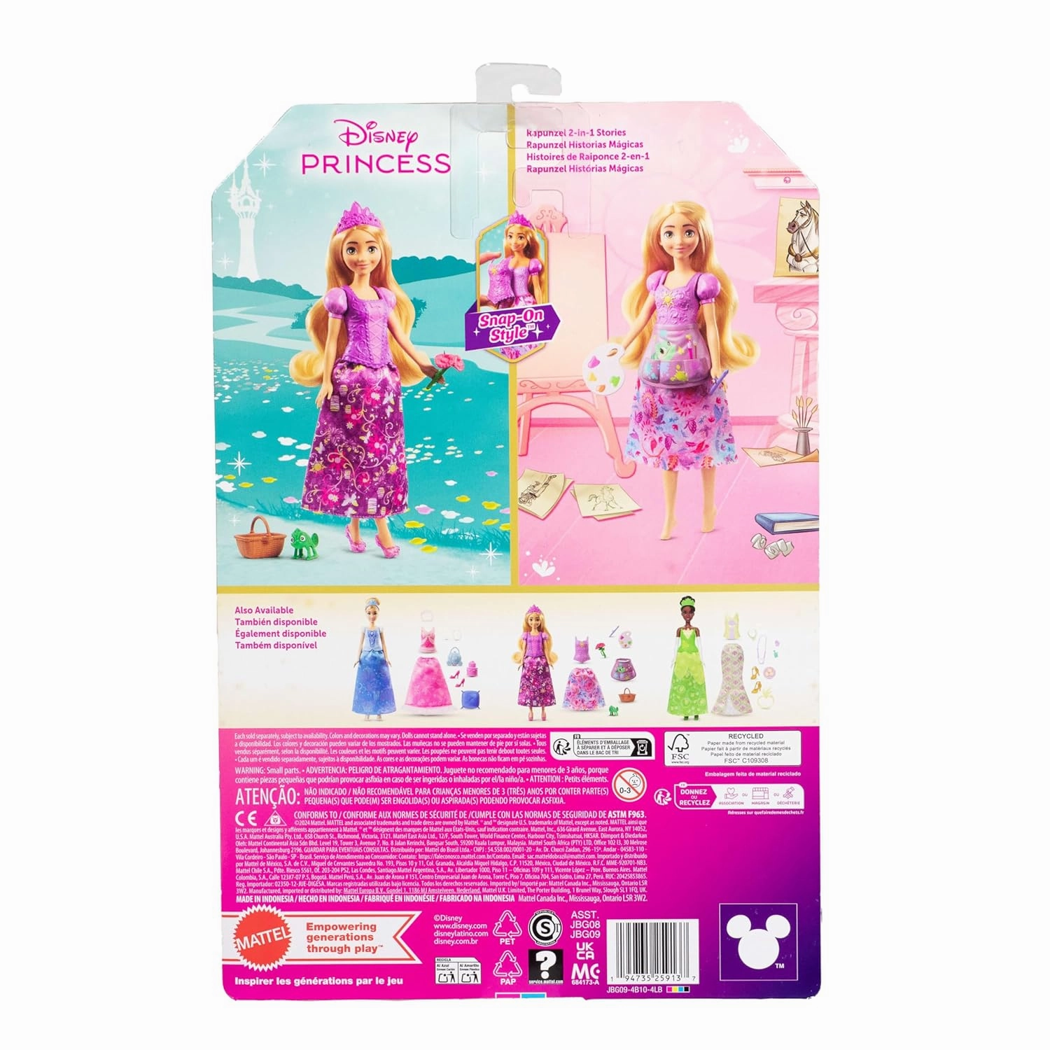 Disney Princess 2-In-1 Stories Rapunzel Fashion Doll With 2 Snap-On Bodices, 2 Skirts & 9 Accessories For Kids Ages 3 