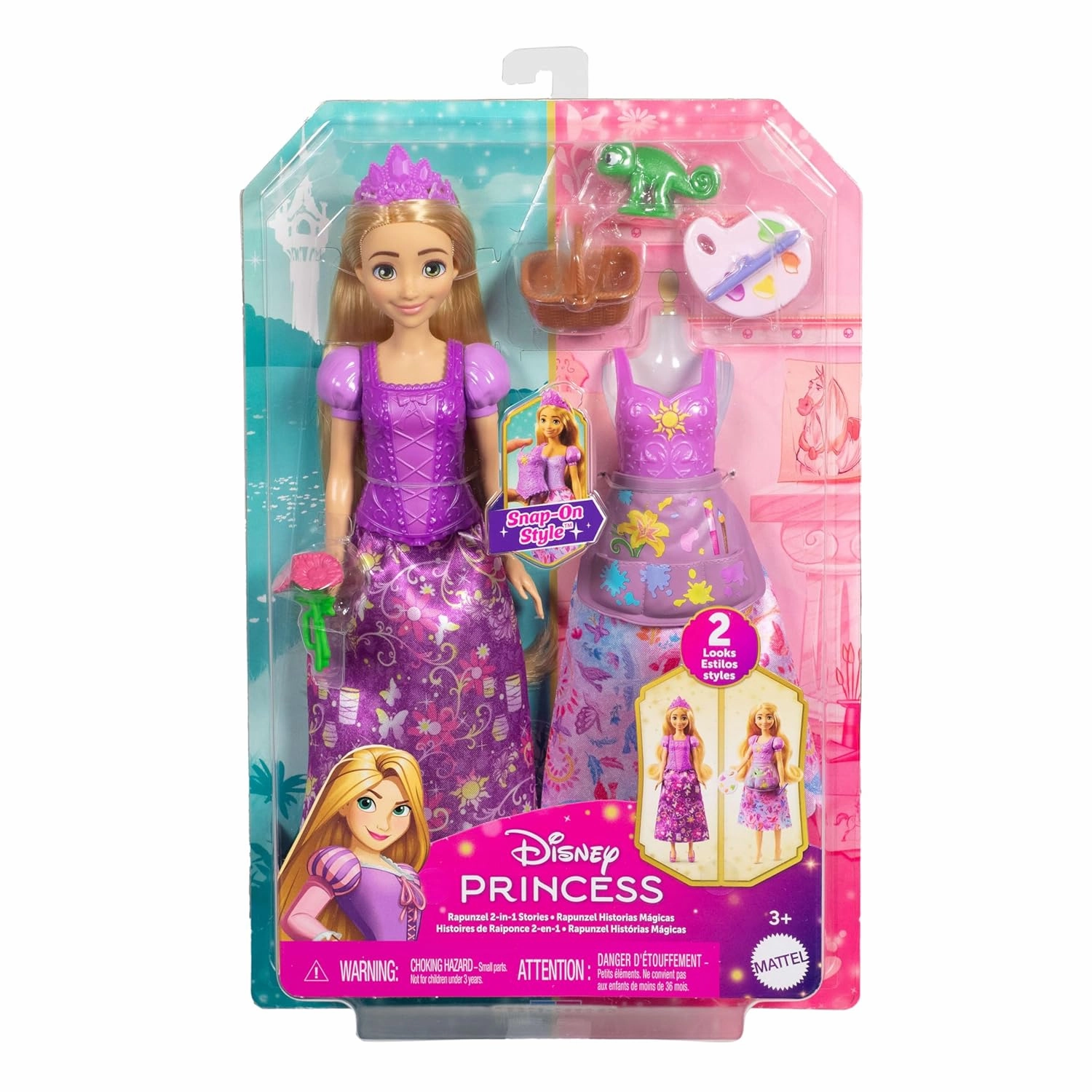 Disney Princess 2-In-1 Stories Rapunzel Fashion Doll With 2 Snap-On Bodices, 2 Skirts & 9 Accessories For Kids Ages 3 