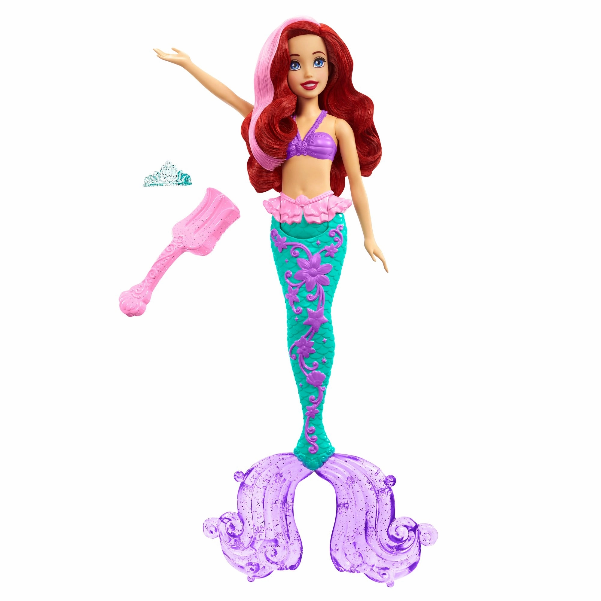Disney Princess Ariel Mermaid Doll with Color-Change Hair and Tail, Color Splash Water Toy Inspired by the Disney Movie for Kids Ages 3 