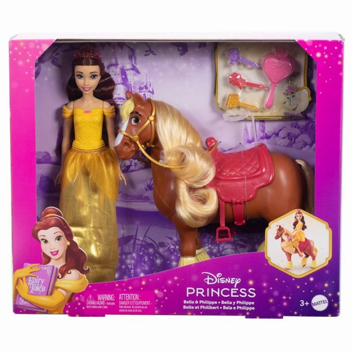 Disney Princess Belle Doll With Horse And Accessories Playset For Kids Ages 3 