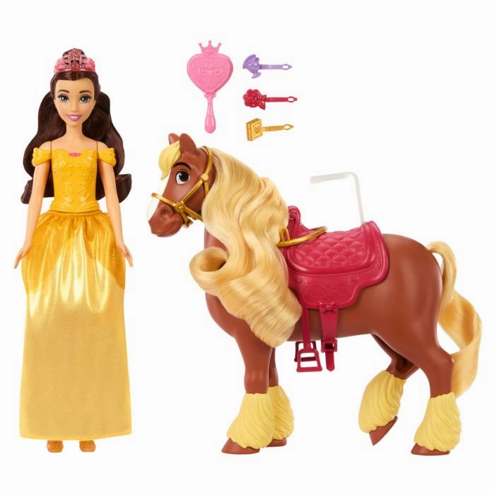 Disney Princess Belle Doll With Horse And Accessories Playset For Kids Ages 3 