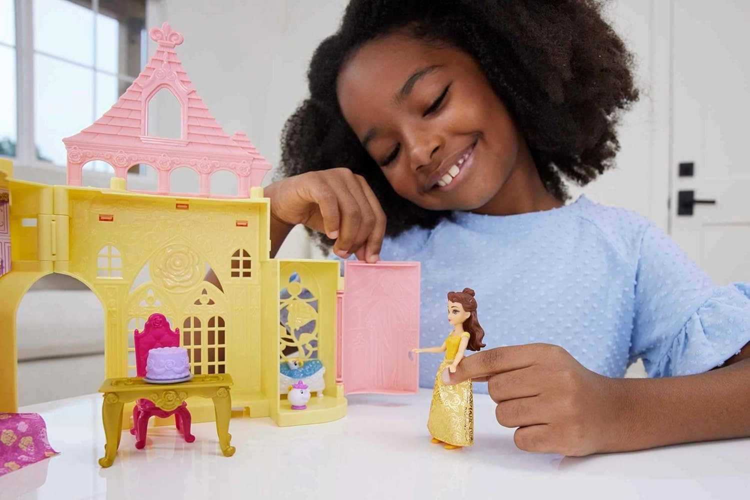 Disney Princess Belle's Stacking Castle with Small Doll & Acessories , Inspired by The Disney Movie