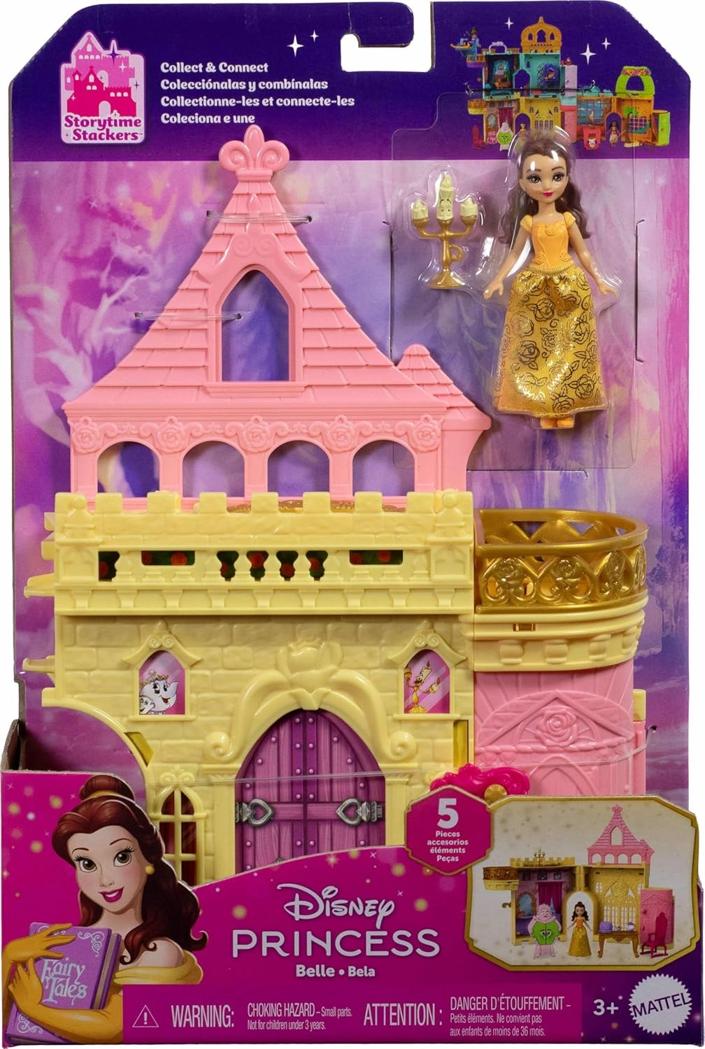 Disney Princess Belle's Stacking Castle with Small Doll & Acessories , Inspired by The Disney Movie
