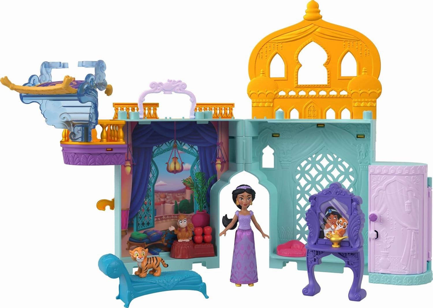 Disney Princess Jasmine Castle Stackable Dollhouse Set with Acessories, Inspired by Disney's "Aladdin" Movie