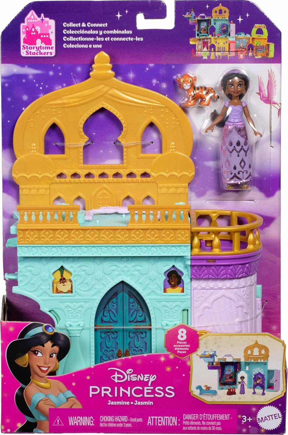 Disney Princess Jasmine Castle Stackable Dollhouse Set with Acessories, Inspired by Disney's "Aladdin" Movie