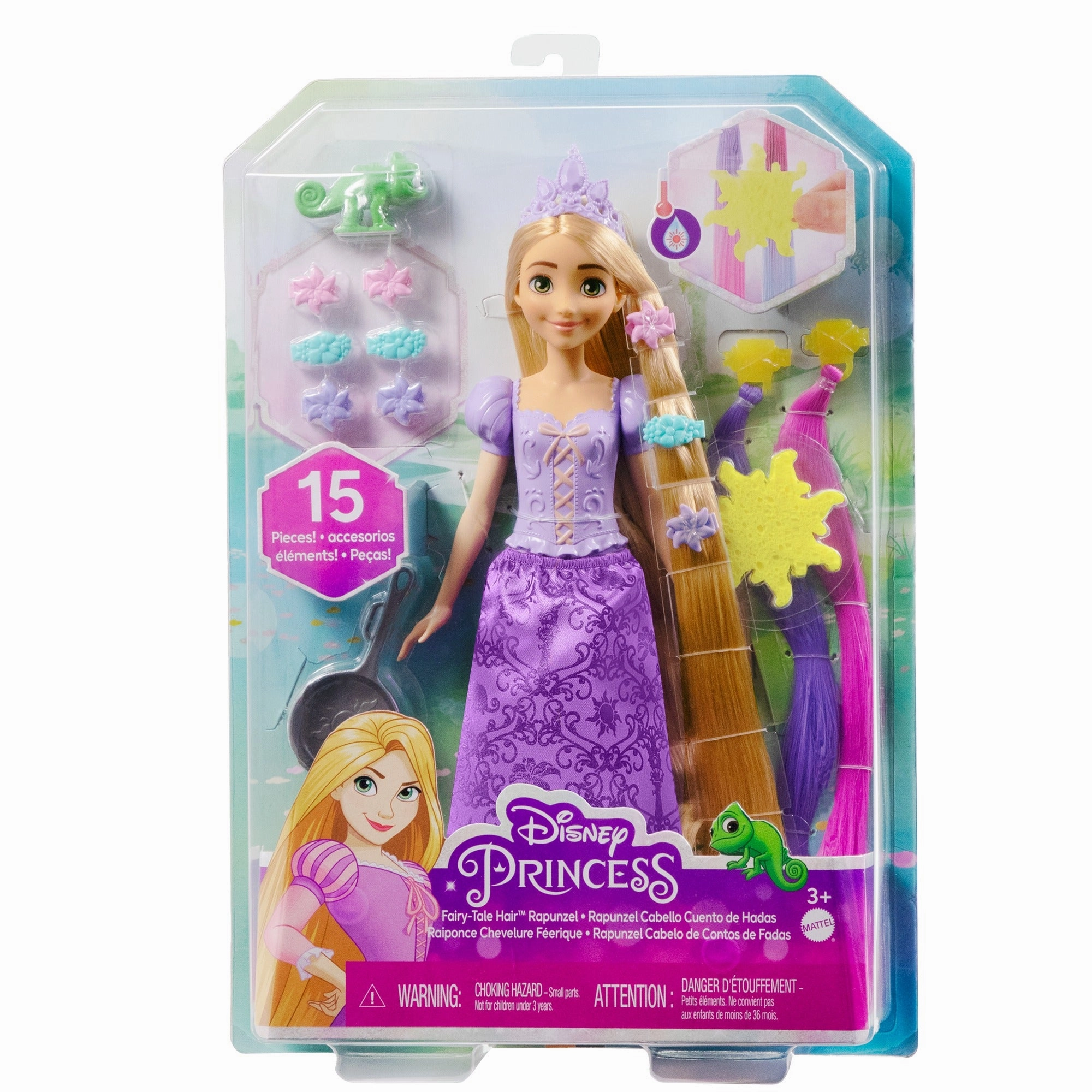 Disney Princess Rapunzel Doll with Color-Change Hair Extensions and Hair-Styling Pieces Inspired by the Disney Movie for Kids Ages 3 