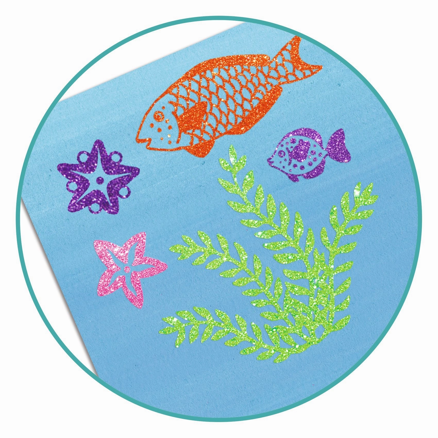 Djeco Artistic Patch Glitter Create 12 Mermaid Art Cards for Ages 6 