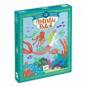 Djeco Artistic Patch Glitter Create 12 Mermaid Art Cards for Ages 6 