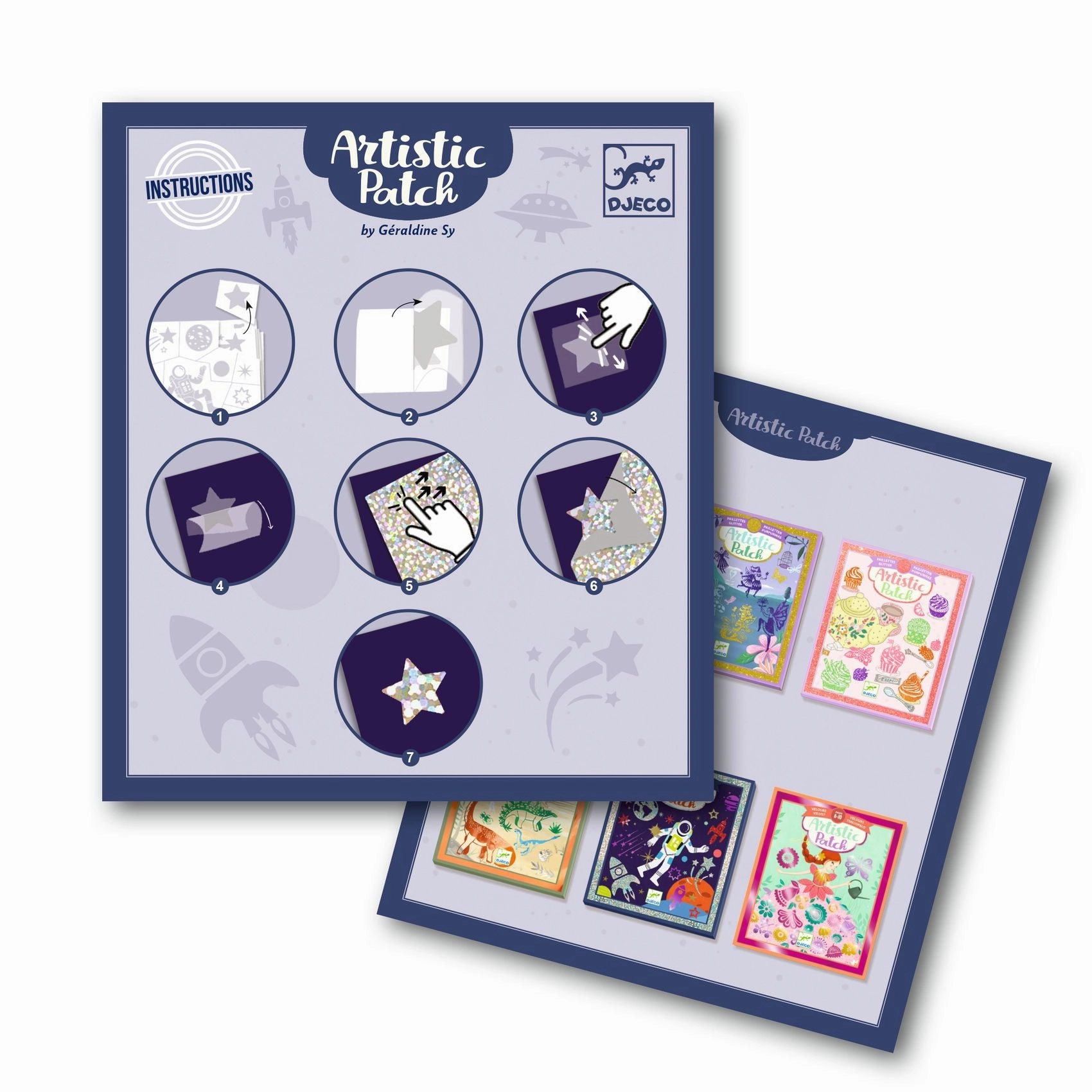 Djeco Artistic Patch Metal Create 12 Space Theme Art Cards for Ages 6 