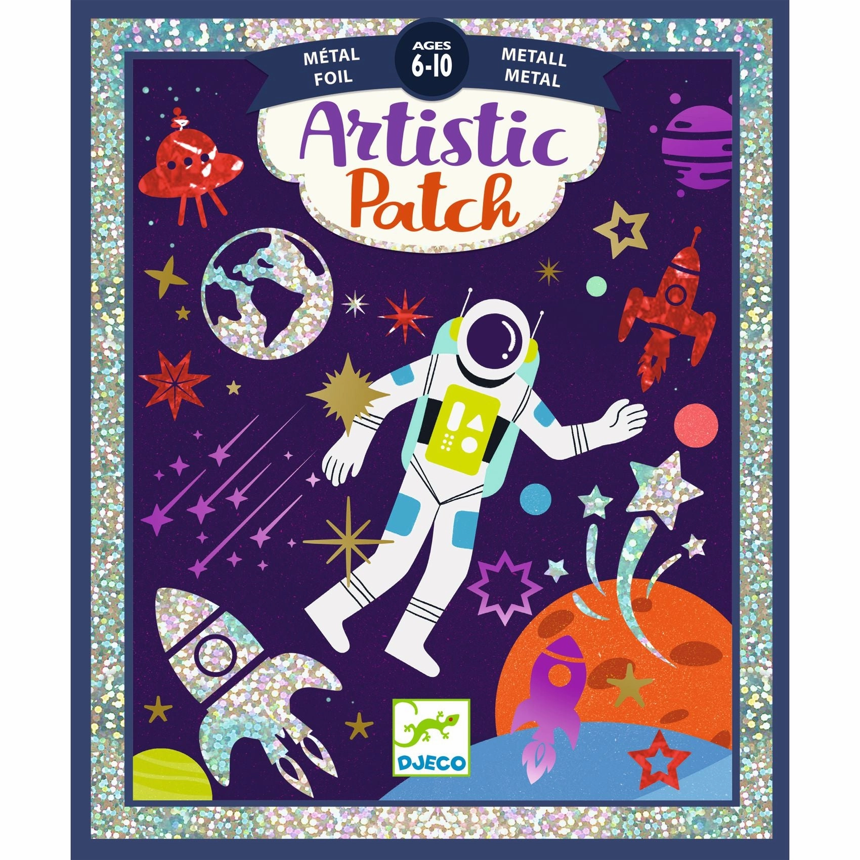 Djeco Artistic Patch Metal Create 12 Space Theme Art Cards for Ages 6 