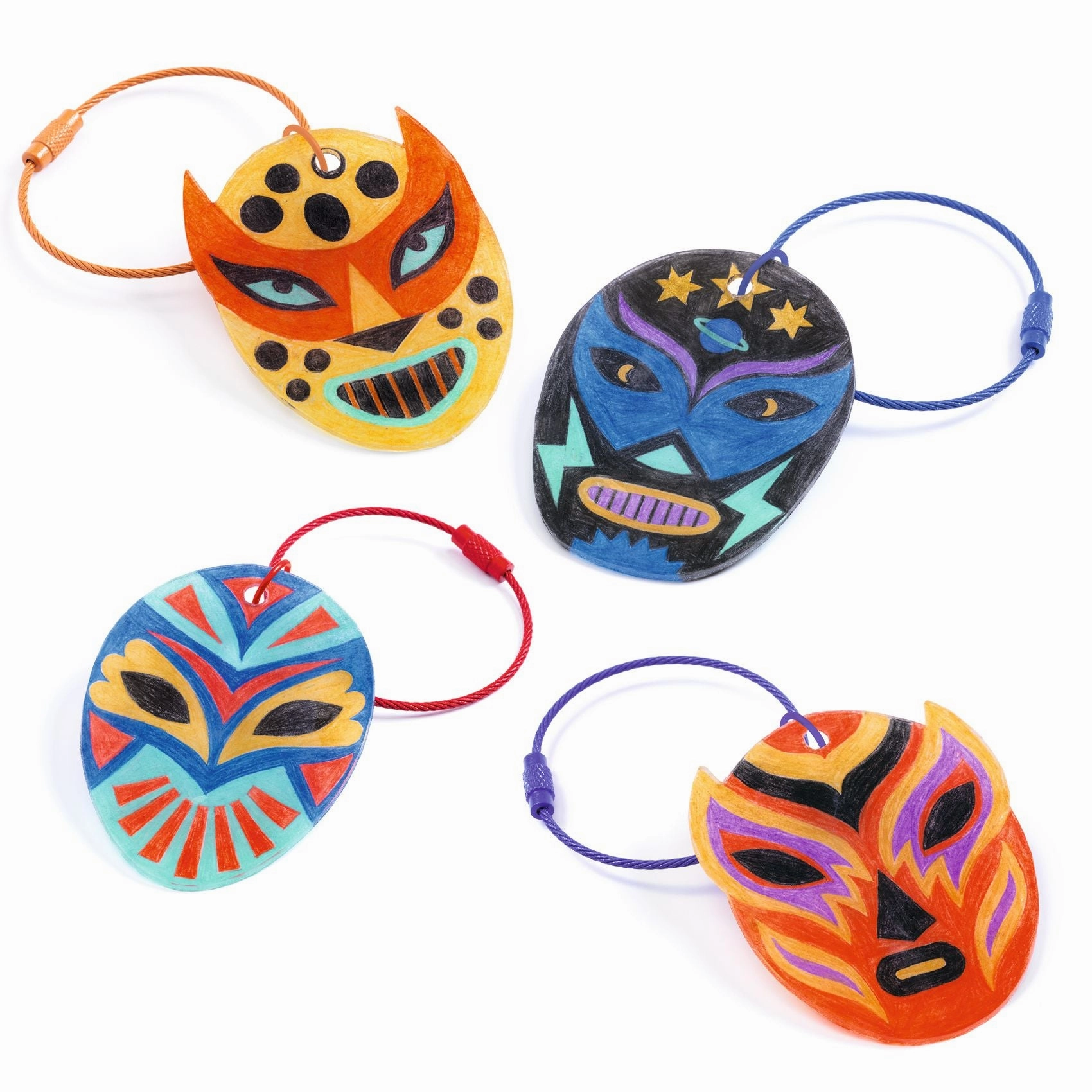 Djeco Artistic Srhink Plastic Create 5 Wrestler Keyrings for Ages 6 