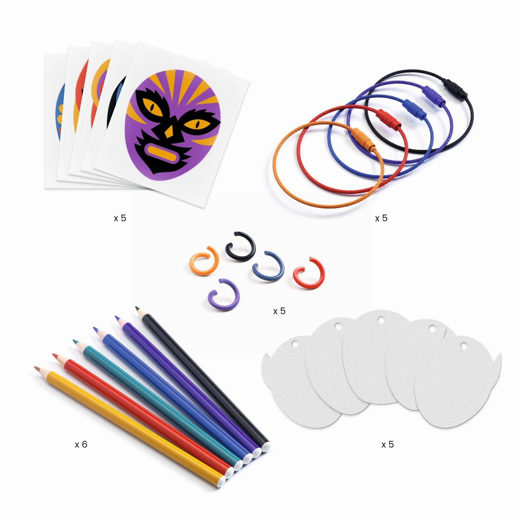 Djeco Artistic Srhink Plastic Create 5 Wrestler Keyrings for Ages 6 