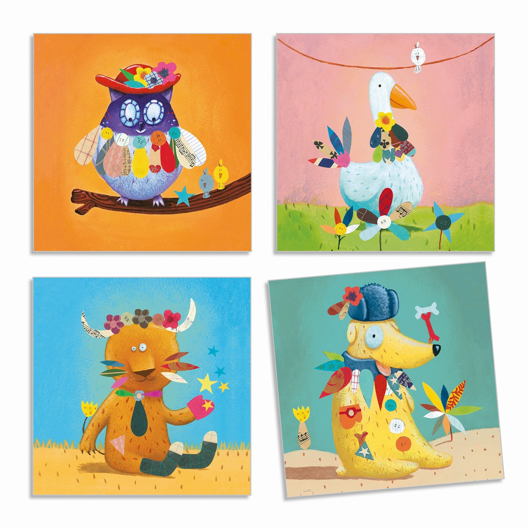 Djeco Decorate Cute Animals Create with Stickers Kit for Ages 3 and Up