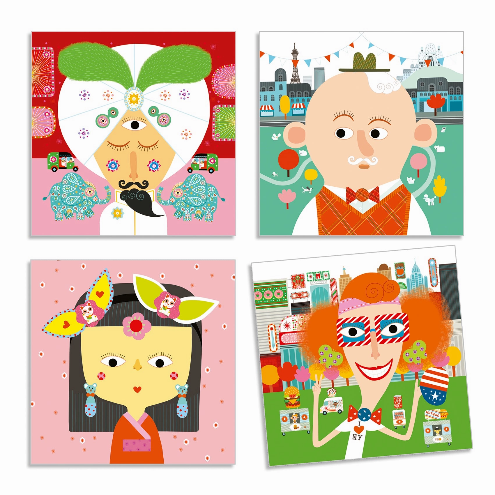Djeco Decorate Fun Faces Create with Stickers Kit for Ages 3 and Up