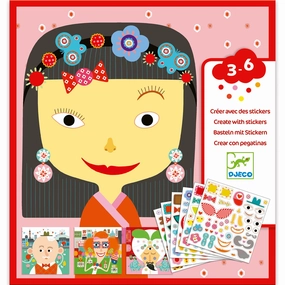 Djeco Decorate Fun Faces Create with Stickers Kit for Ages 3 and Up