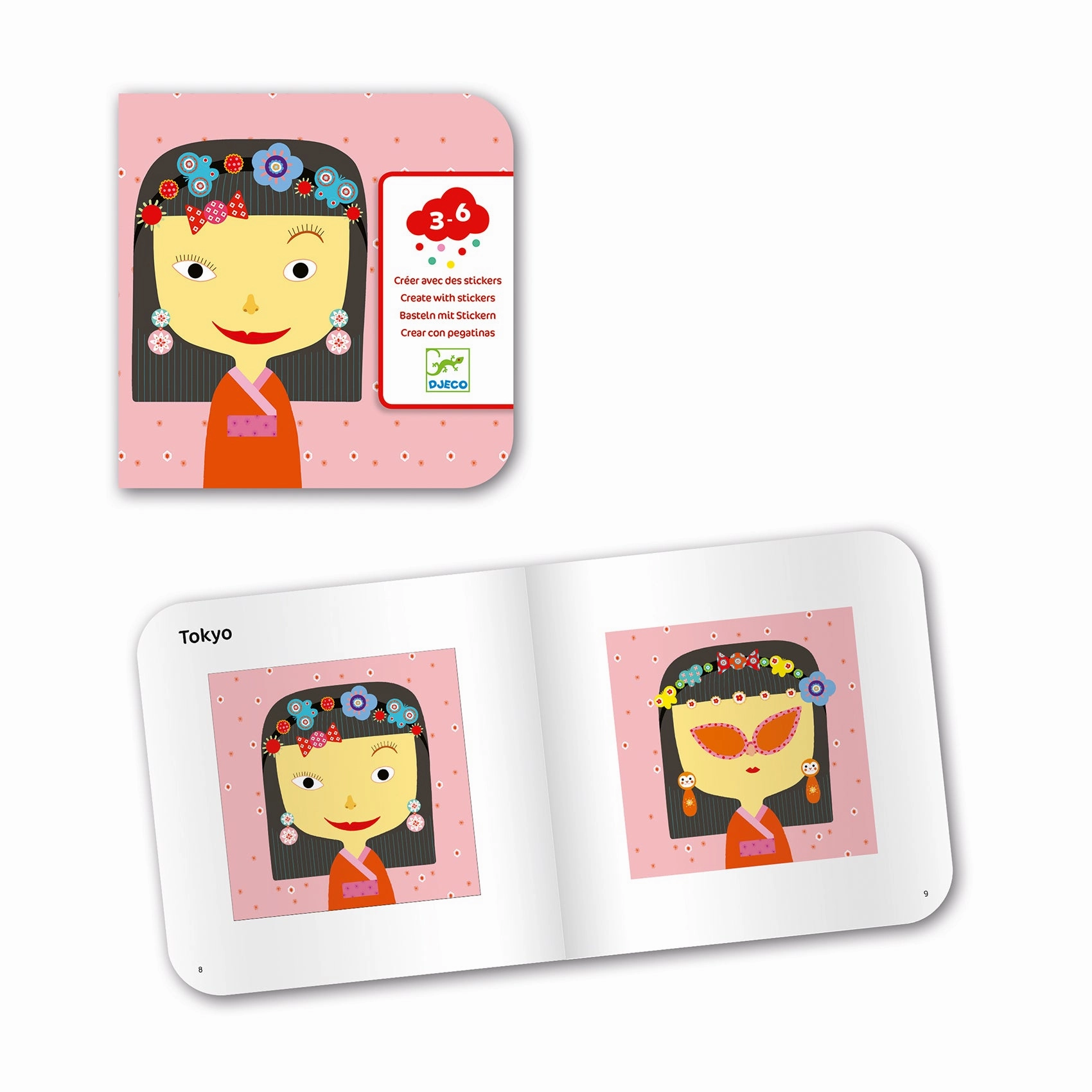 Djeco Decorate Fun Faces Create with Stickers Kit for Ages 3 and Up