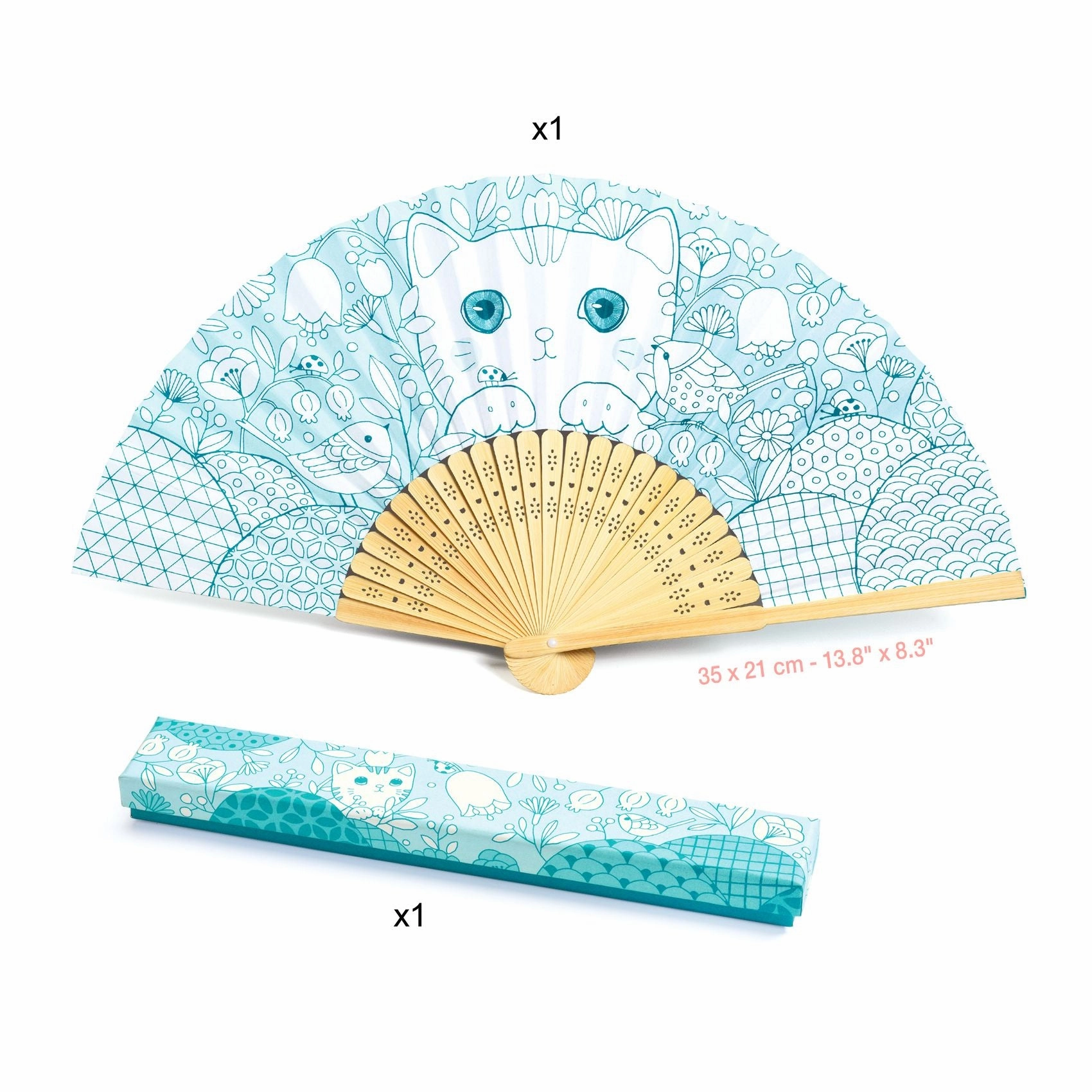 Djeco Do it Yourself Colour in a Kitten Themed Fan & Case for Ages 6 