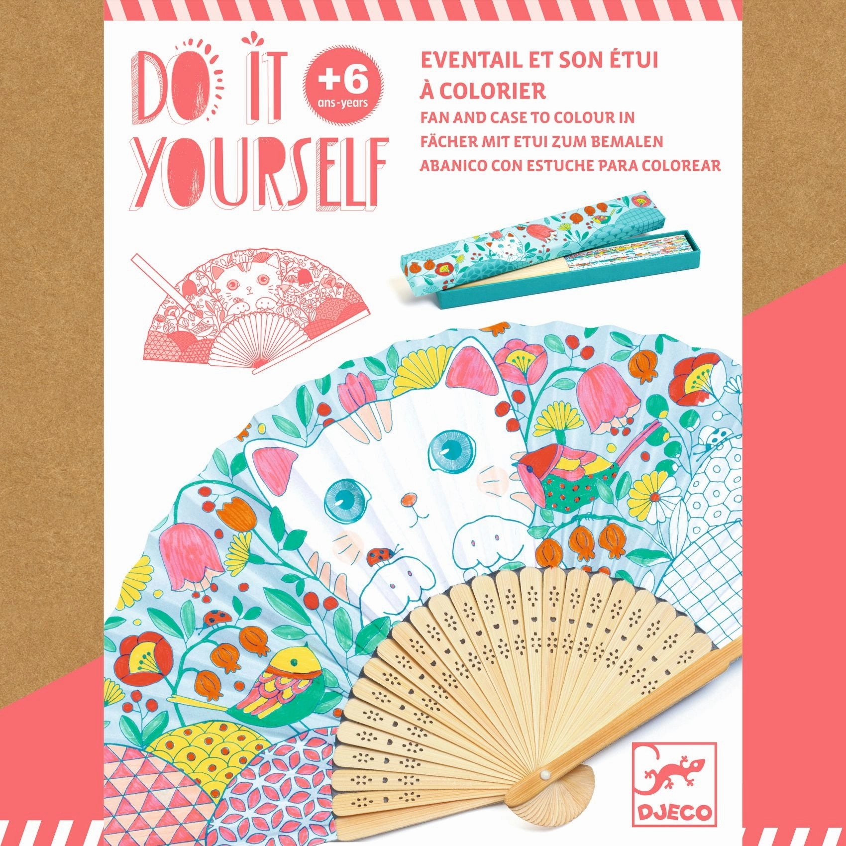 Djeco Do it Yourself Colour in a Kitten Themed Fan & Case for Ages 6 