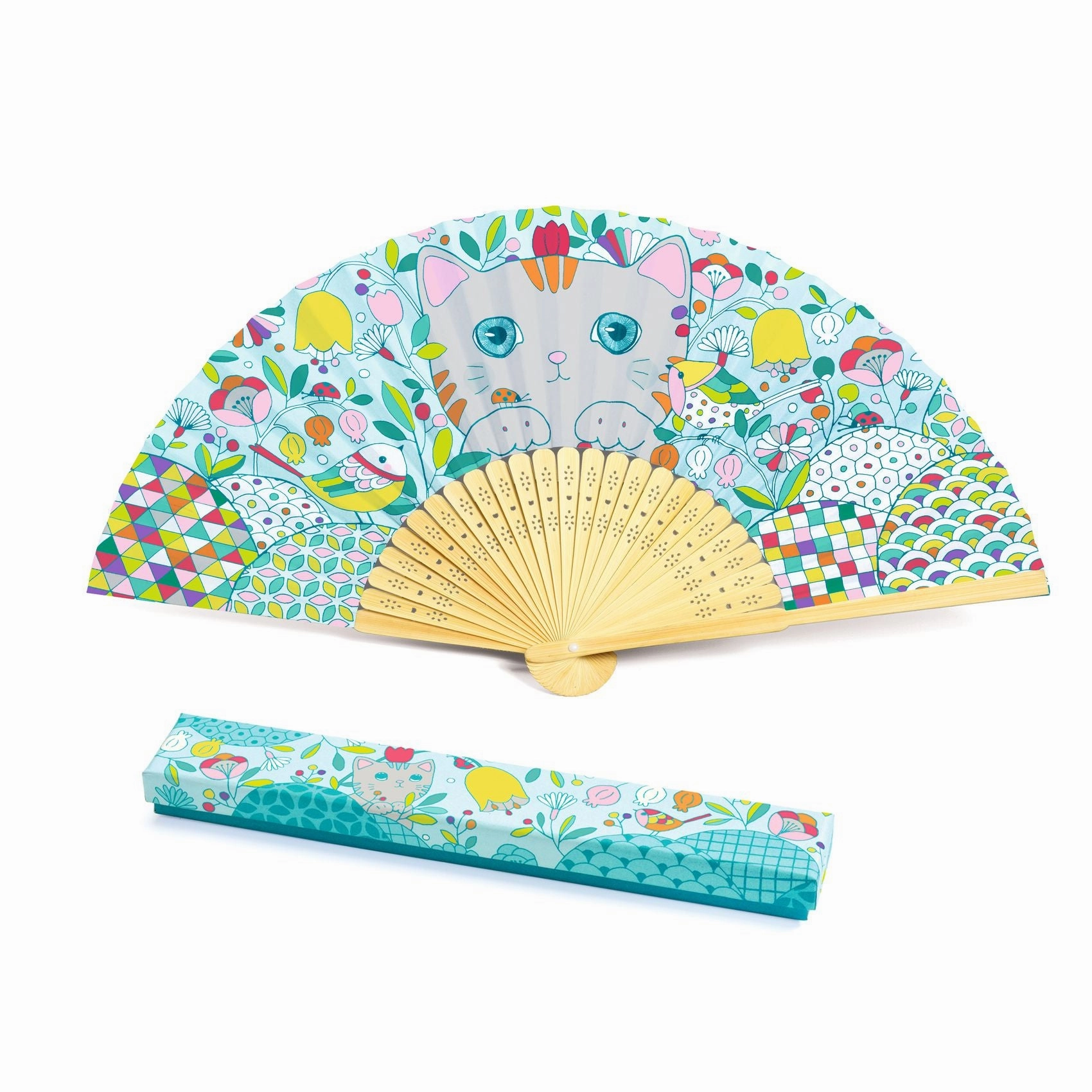 Djeco Do it Yourself Colour in a Kitten Themed Fan & Case for Ages 6 
