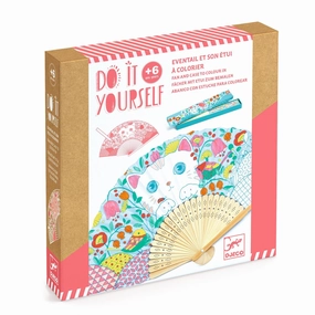 Djeco Do it Yourself Colour in a Kitten Themed Fan & Case for Ages 6 