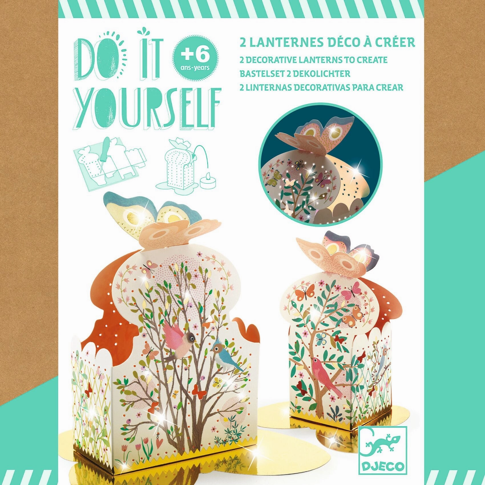 Djeco Do it Yourself Create 2 Woodland Themed Lanterns for Ages 6 & Up