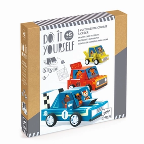 Djeco Do it Yourself Create 3 Functional Racing Cars for Ages 5 and Up
