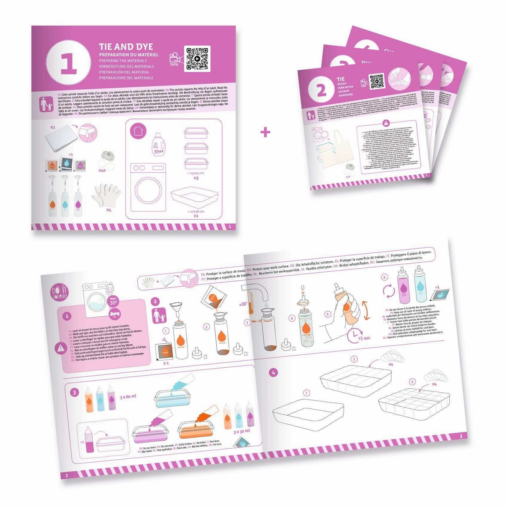 Djeco Do it Yourself Create 3 Tie-Dye Accessories Kit for Ages 8 & Up