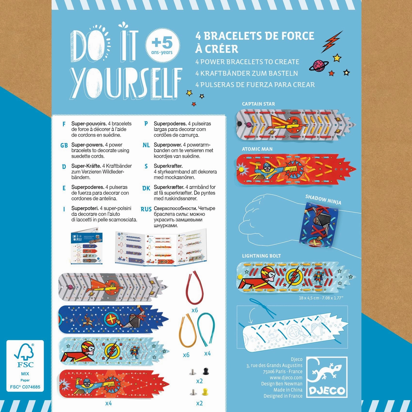 Djeco Do it Yourself Create 4 Superhero Bracelets for Ages 5 and Up