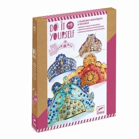 Djeco Do it Yourself Decorate 4 Mosaic Tiaras Craft Kit for Age 5 & Up