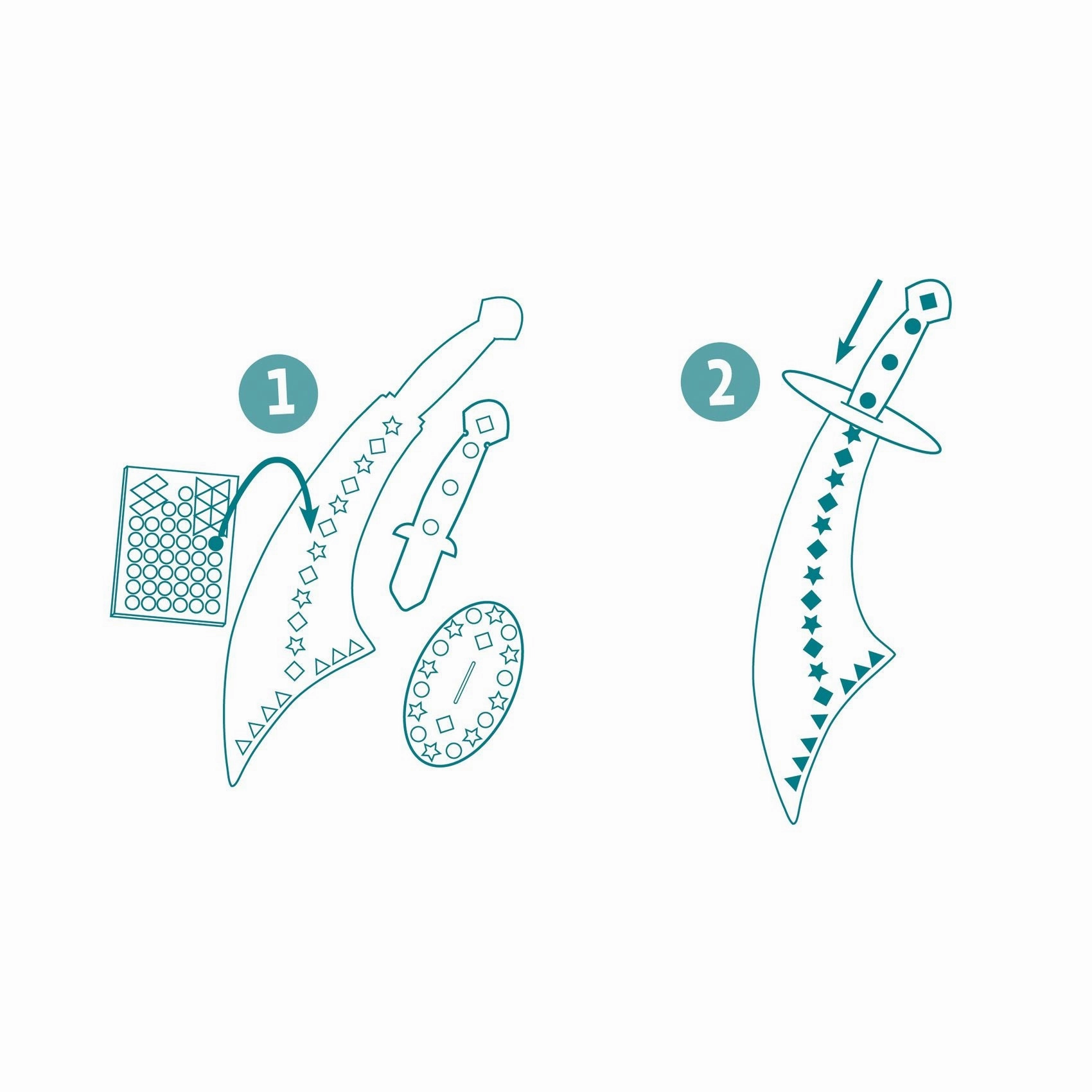 Djeco Do it Yourself Make 3 Mosaic Pirate Swords Craft Kit for Ages 5 