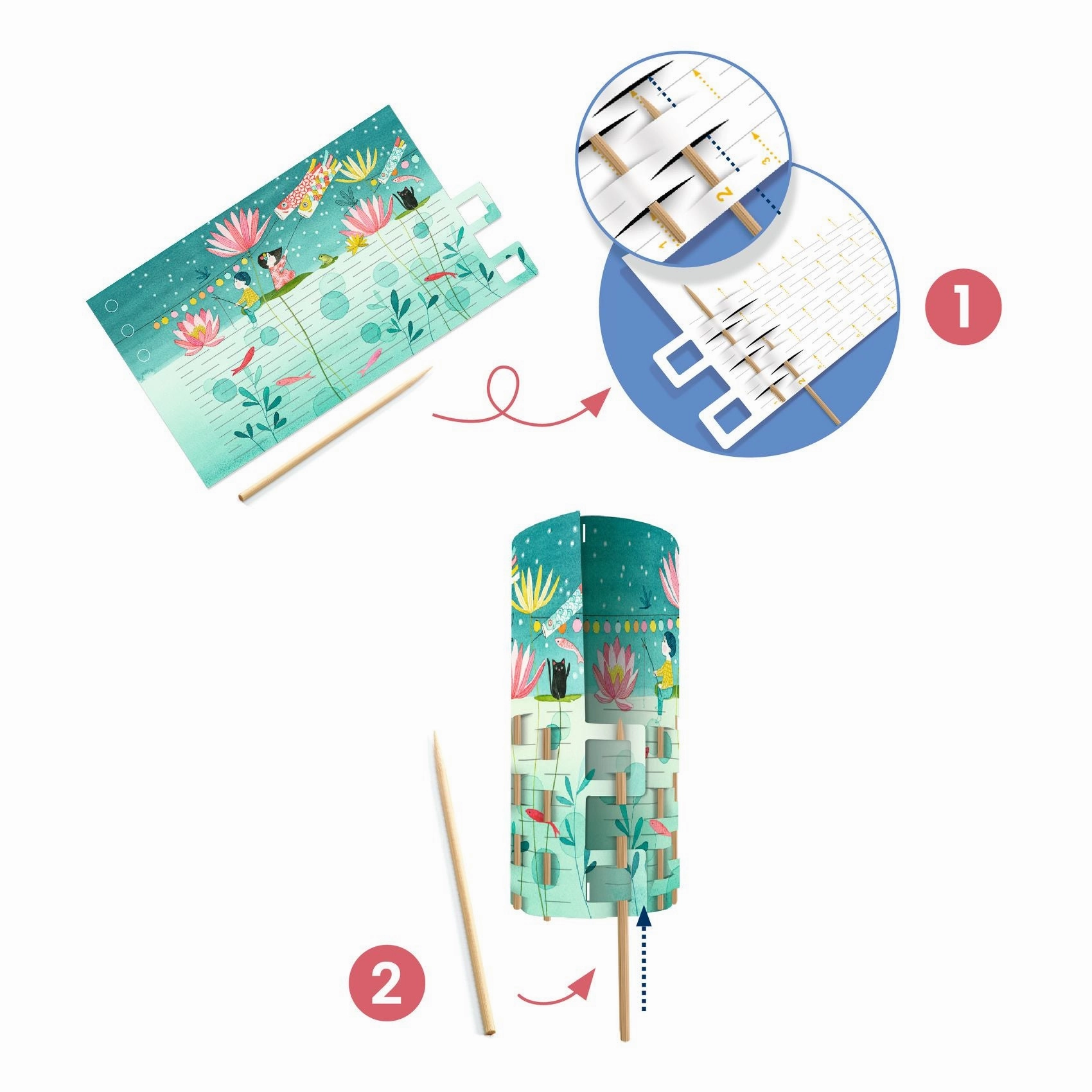 Djeco Do it Yourself Weave 2 Paper Lanterns Craft Kit for Ages 7 & Up