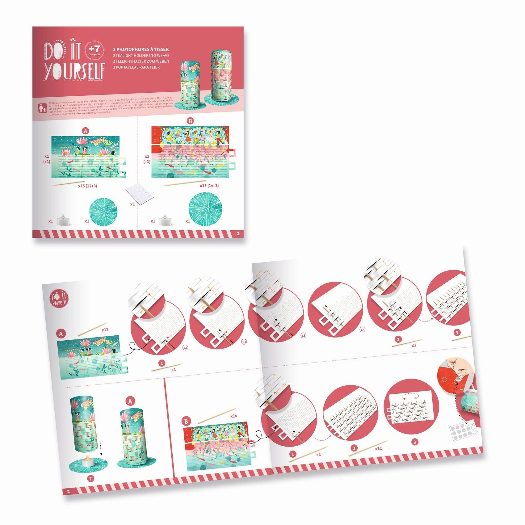 Djeco Do it Yourself Weave 2 Paper Lanterns Craft Kit for Ages 7 & Up
