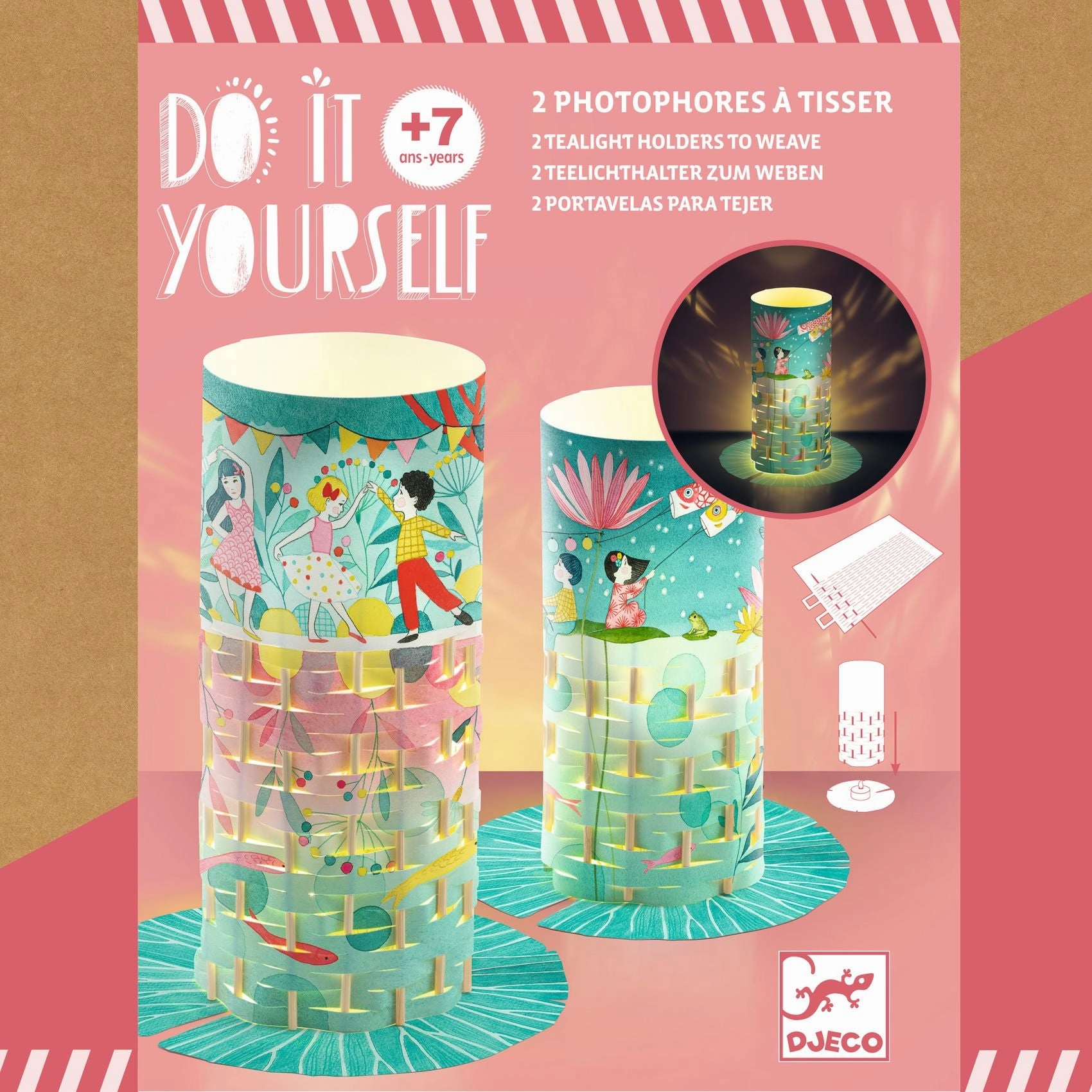 Djeco Do it Yourself Weave 2 Paper Lanterns Craft Kit for Ages 7 & Up