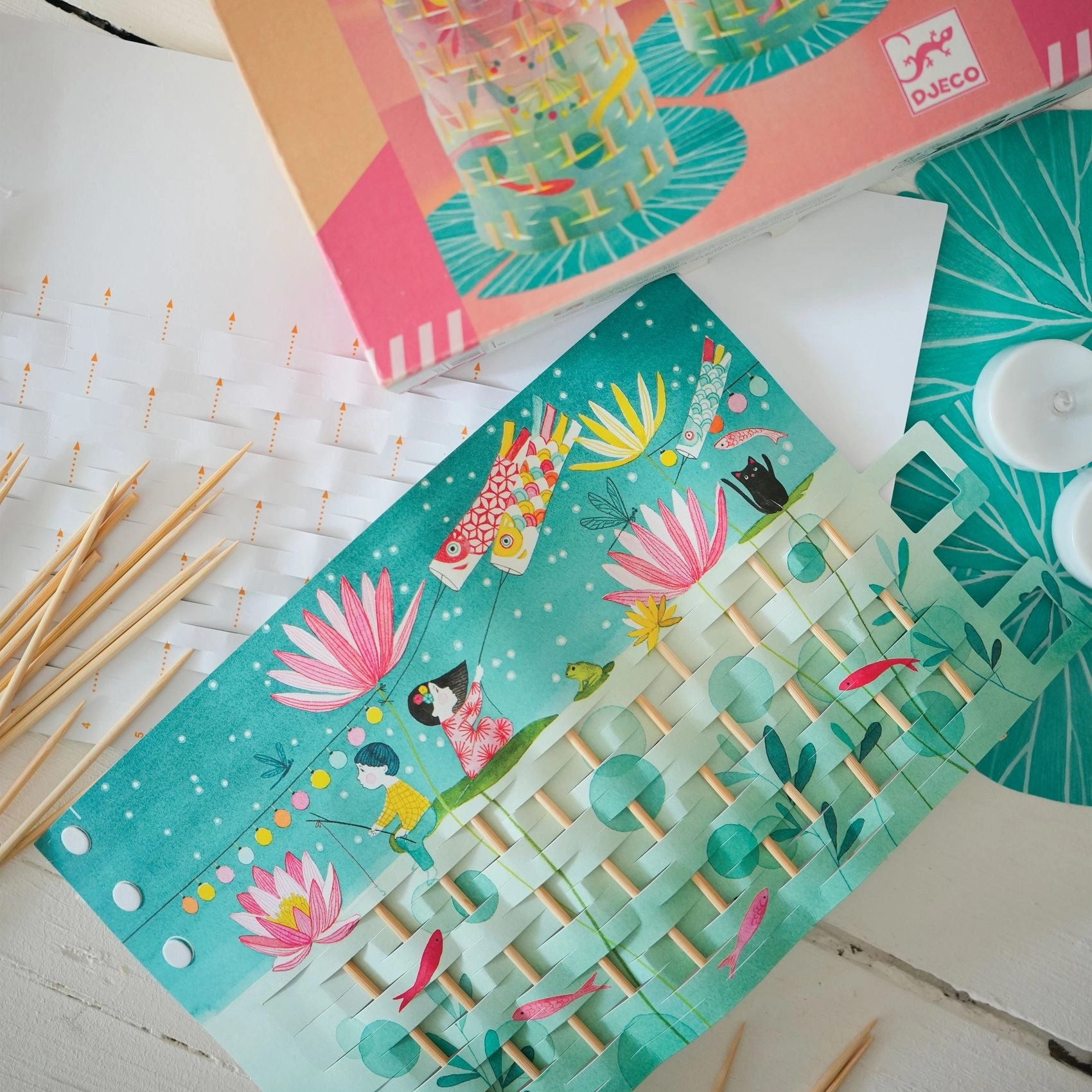 Djeco Do it Yourself Weave 2 Paper Lanterns Craft Kit for Ages 7 & Up