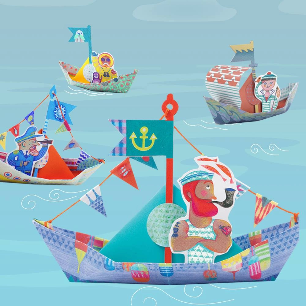 Djeco Make Your Own Origami Floating Boats Craft Kit for Ages 7 and Up